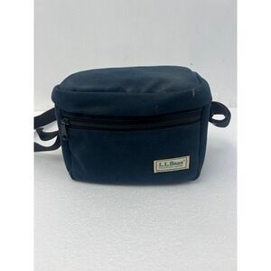 LL Bean Vintage Camera Bag Navy Blue Padded Canvas Shoulder Strap Freeport Maine